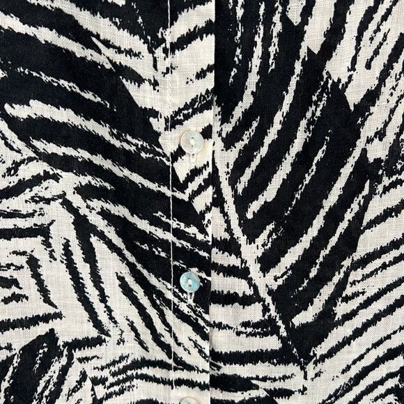 Cynthia Rowley 100% Linen Black & white Zebra animal print tunic blouse women 3X - Picture 4 of 15